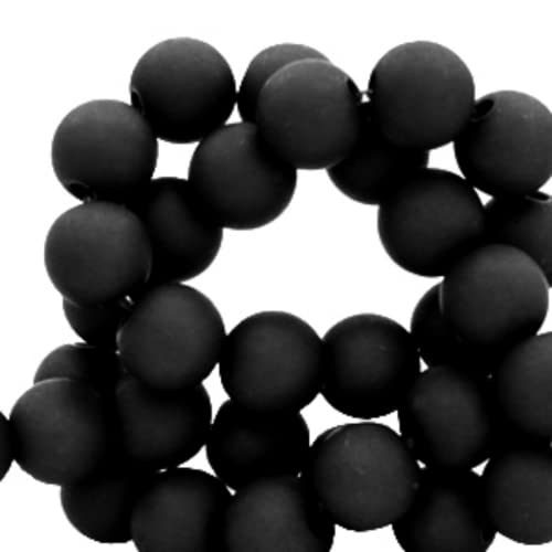 Sadingo Perlen Schwarz matt (6mm 600 Stück) Acrylperlen Partnerarmbänder selber Machen, Kunststoffperlen, Kleine Kugeln von Sadingo