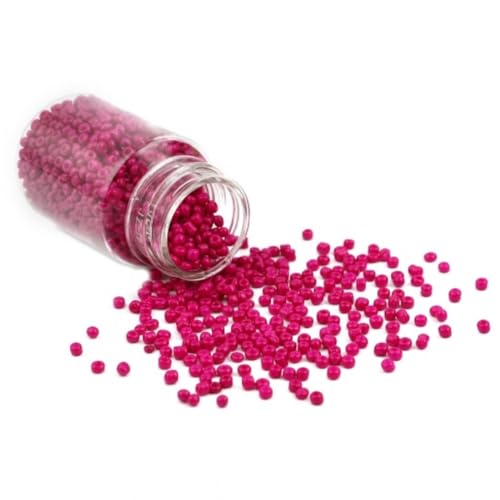 Sadingo Rocailles Mini Perlen Set | 2mm, 2000 Perlen, Perlen zum Auffädeln, Glass Beads, Bunte Glasperlen in Dose, Perlenset für DIY-Schmuck, Armbänder und Ketten selbst Machen, Farbe:Pink von Sadingo