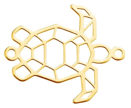 Sadingo Schmuckverbinder 925er Sterling Silver Schildkröte Origami Gold - 1 Stück - 17,4x21 mm - Makramee, DIY Schmuck von Sadingo