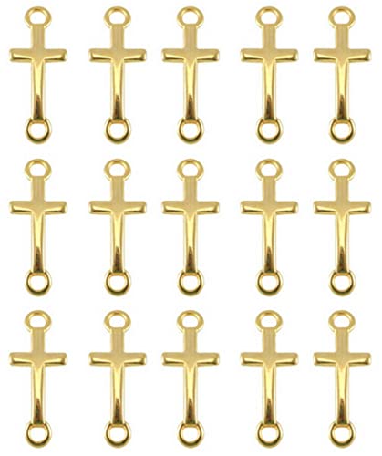 Sadingo Schmuckverbinder Kreuz, Zwischenstück für Armbänder - 14 x 8 mm - Großpackung Großhandel 15x Gold - DIY Schmuck von Sadingo