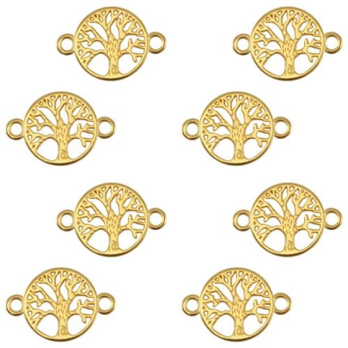 Sadingo Schmuckverbinder Lebensbaum Gold aus DQ Metall, 22 x 15 mm - Großpackung Großhandel - Lebensbaum Armband basteln von Sadingo