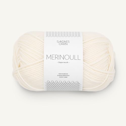 Sadnes Garn Merinoull-Merinowolle-Fb.1002 Weiss-(50g) von Sadnes Garn