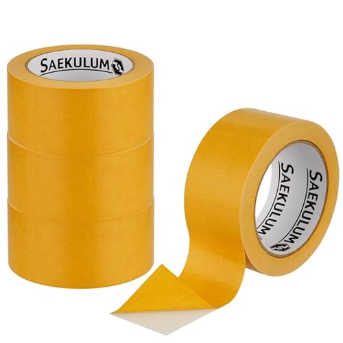 Doppelseitiges Klebeband, 4 Rollen, Teppich-Verlegeband 50 mm x 10 m, Teppichklebeband doppelseitig, Doppelklebeband / Hohe Klebekraft, Teppichband für glatte Untergründe, vielseitig einsetzbar von Saekulum