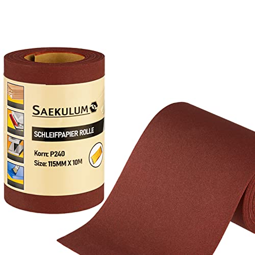 Schleifpapierrolle Korn 240, 115 mm x 10 m Sandpapier Schmirgelpapier universal einsetzbar, für Holz Kunststoff Lacke Metall Schleifpapierrolle Korn 240, 115 mm x 10 m Sandpapier Schmirgelpapier universal einsetzbar, für Holz Kunststoff Lacke Metall von Saekulum