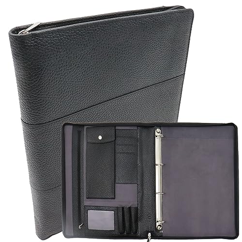 Safekeepers Konferenzmappe A4 Leder,Schreibmappe a4 reißverschluss,dokumentenmappe a4 Leder ringbuch, Arbeitsmappe aus Leder, Geschenk für ihn Schwarz mit Prägung Safekeepers Konferenzmappe A4 Leder,Schreibmappe a4 reißverschluss,dokumentenmappe a4 Leder ringbuch, Arbeitsmappe aus Leder, Geschenk für ihn Schwarz mit Prägung von Safekeepers
