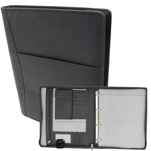 Safekeepers Ledermappe a4, Konferenzmappe A4 Leder,Schreibmappe a4 Reißverschluss - Dokumentenmappe a4 - DIN A4 - Echtleder Mappe - Handgefertigte Ledermappe - Laptopfach von Safekeepers
