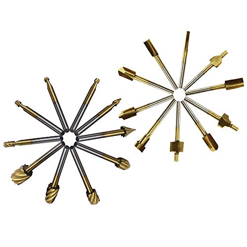 HSS-Fräser, Hartmetall-Gravur-Bits und Oberfräsen-Set, 3,2 mm Schaft, HSS-Drehfräser, Werkzeug für Heimwerker, Holzbearbeitung, Kantennuten, Holzentgraten, Gravieren und Fräsen, 20 Stück HSS-Fräser, Hartmetall-Gravur-Bits und Oberfräsen-Set, 3,2 mm Schaft, HSS-Drehfräser, Werkzeug für Heimwerker, Holzbearbeitung, Kantennuten, Holzentgraten, Gravieren und Fräsen, 20 Stück von SaferCCTV