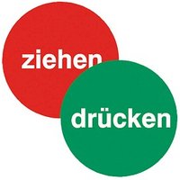 SafetyMarking® Hinweisaufkleber "Drücken + Ziehen" rund 10,0 cm von SafetyMarking®