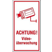 SafetyMarking® Hinweisaufkleber "Achtung! Videoüberwachung " rechteckig 8,0 x 15,0 cm von SafetyMarking®