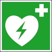 SafetyMarking® Rettungszeichen-Aufkleber "Automatisierter Externer Defibrillator (AED)" quadratisch 15,0 x 15,0 cm von SafetyMarking®