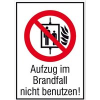 SafetyMarking® Verbotsaufkleber "Aufzug im Brandfall nicht benutzen" rechteckig 10,5 x 14,8 cm von SafetyMarking®