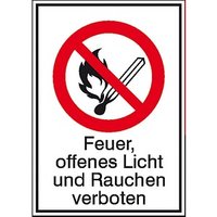 SafetyMarking® Verbotsaufkleber "Feuer, offenes Licht und Rauchen verboten" rechteckig 13,1 x 18,5 cm von SafetyMarking®