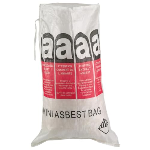 Safetytex MINI-ASBESTBAG - PP Gewebesack Asbest - 70x110cm - Robuster Big Bag mit Aufdruck - Staubdicht & Reißfest - Für sichere Entsorgung von Asbestabfällen (5 Stück) von Safetytex