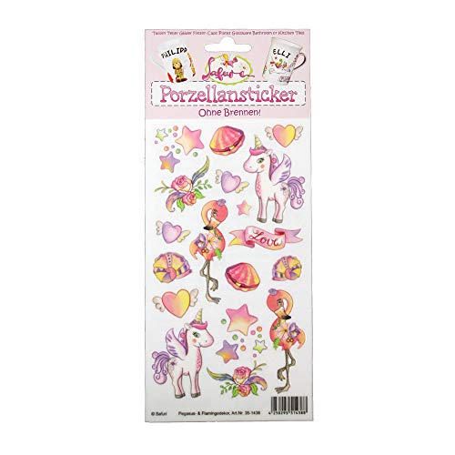Porzellansticker Pegasus & Flamingo, Sticker ohne Brennen, Tassen, Kindergeburtstag Porzellansticker Pegasus & Flamingo, Sticker ohne Brennen, Tassen, Kindergeburtstag von Safuri