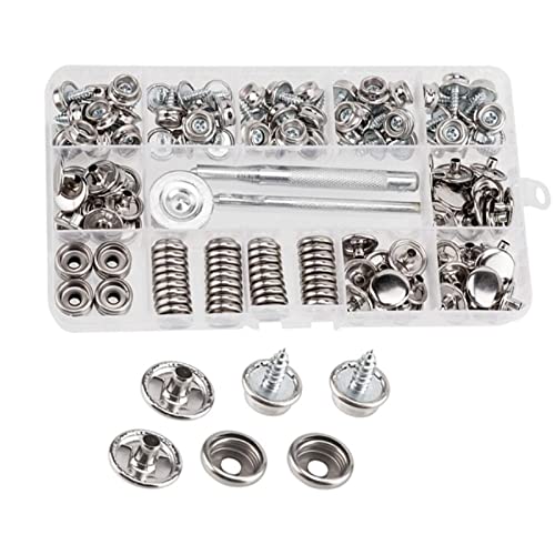 150Stück Canvas Snap Kit, Canvas Schrauben Snaps Buttons Werkzeug Marine Grade Nähverschluss mit 2 Stück Setzwerkzeug Silber von SagaSave
