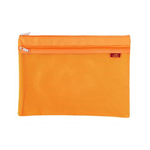 1PCS A4 Dokumententasche Reißverschluss Tasche Nylon Mesh Tasche Wasserdicht Doppel Reißverschluss Umschlag Ordner Fall Dokumententasche für Student Bürobedarf Reisetasche, Orange von SagaSave