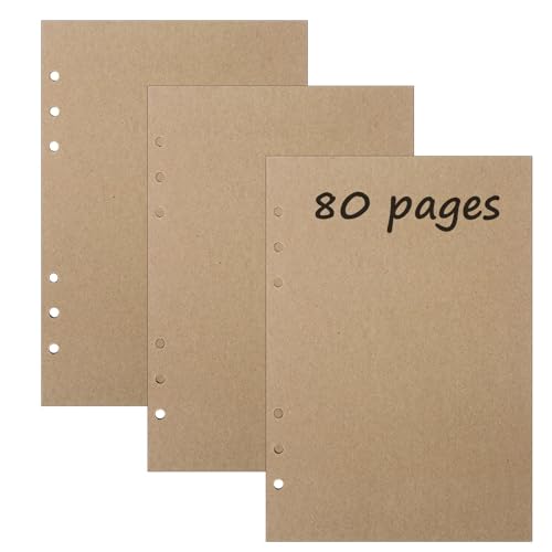 3 Packungen A5 Blank Kraft Nachfüllpapier, 240 Blätter 6 Löcher Nachfüllpapier Nachfüllbare Refill Paper Nachfülleinlagen für Notizbuch, Tagbuch, Skizze, Malerei 3 Packungen A5 Blank Kraft Nachfüllpapier, 240 Blätter 6 Löcher Nachfüllpapier Nachfüllbare Refill Paper Nachfülleinlagen für Notizbuch, Tagbuch, Skizze, Malerei von SagaSave