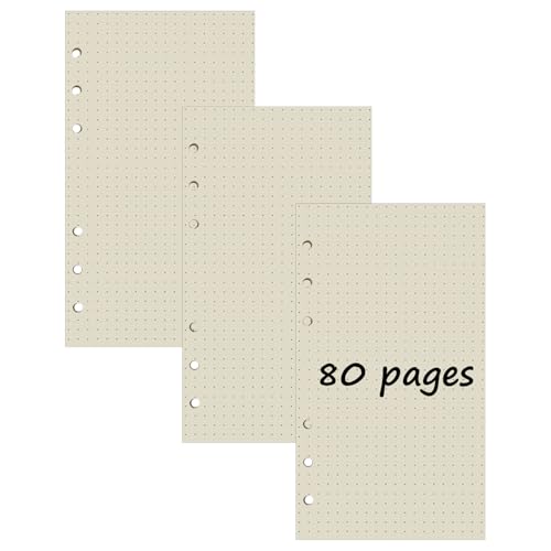 3 Packungen A6 Gepunktet Nachfüllpapier, 240 Blätter 6 Löcher Nachfüllpapier Nachfüllbare Refill Paper Nachfülleinlagen für Notizbuch, Tagbuch, Skizze, Malerei von SagaSave