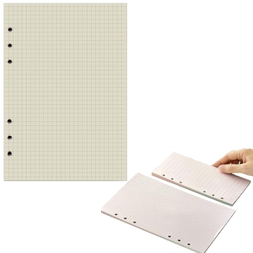 A5-Nachfüllblockpapier, 160 Seiten/80 Blatt, 6 gestanzte Löcher, Einlage, liniertes Papier, Terminplaner-Einlagen, Nachfüllungen für Notizen, Meetings, Reiseaufzeichnungen (Raster (A5) von SagaSave