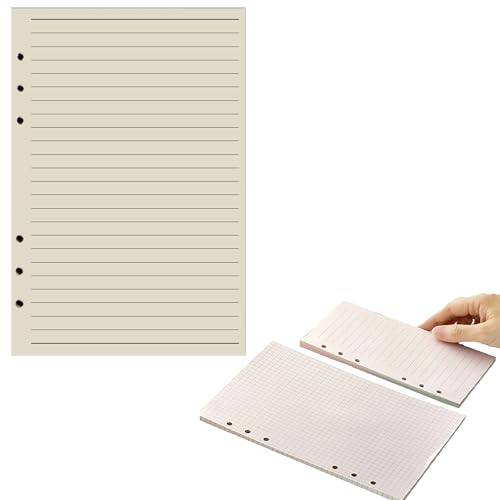 A5-Nachfüllblockpapier, 800 Seiten/400 Blatt, 6 gestanzte Löcher, liniertes, liniertes Papier, Terminplaner-Einsätze, Nachfüllungen für Notizen, Meetings, Reiseaufzeichnungen (liniert (A5) von SagaSave