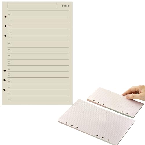 A5-Nachfüllblockpapier, 800 Seiten/400 Blatt, 6 gestanzte Löcher, liniertes Papier, Terminplaner-Einsätze, Nachfüllungen für Notizen, Meetings, Reiseaufzeichnungen (TODO (A5) von SagaSave