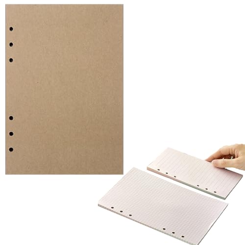 A5-Nachfüllpapier, 800 Seiten/400 Blatt, 6 gestanzte Löcher, Einlage, liniertes Papier, Terminplaner-Einlagen, Nachfüllungen für Notizen, Meetings, Reiseaufzeichnungen (blank Kraftpapier (A5) von SagaSave