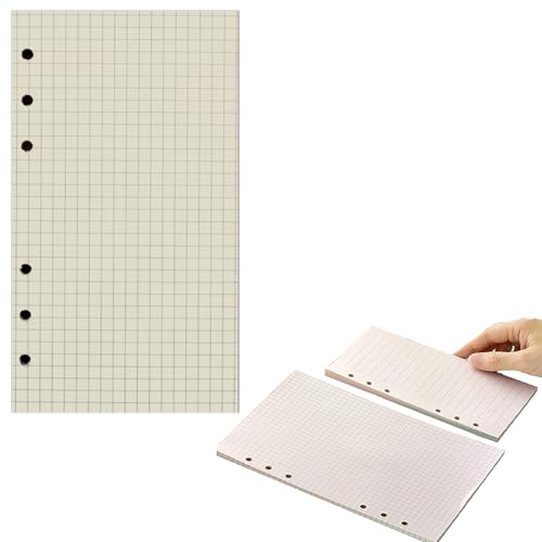 A6-Nachfüllblockpapier, 480 Seiten/240 Blatt, 6 gestanzte Löcher, Einlage, liniertes Papier, Terminplaner-Einlagen, Nachfüllungen für Notizen, Meetings, Reiseaufzeichnungen (Raster) von SagaSave