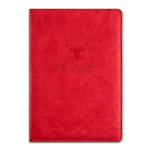 B5 Verdicktes Business-Notizbuch Hirschkopf-Design Notizblock PU-Leder Hardcover-Notizbuch mit Stiftschlaufe, Tagebuch, Tagebuchgeschenk Rot von SagaSave