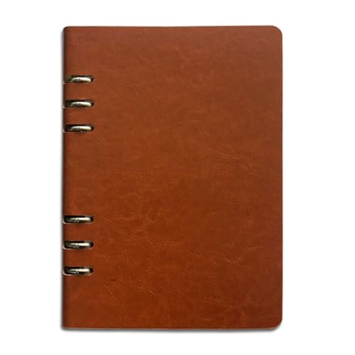 Khaki, A5 Größe (17x23cm/6.6x9inch) Leder Ringbuch Notizbuch nachfüllbar Edelstahl Cut-Out Notizblock, 100 Seiten wasserdicht Easy-Open Schalter von SagaSave