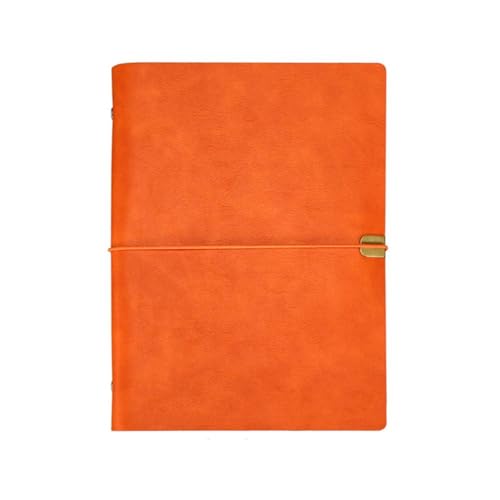 Leder Notizbuch, A5 / A6 / B5 Schreib-Notizbuch 6 Löchern Nachfüllbares Tagebuch Reisetagebuch 100 Seiten zum Schreiben und Zeichnen, Orange von SagaSave