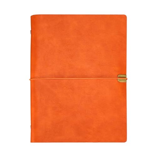 Leder Notizbuch, A5 / A6 / B5 Schreib-Notizbuch 9 Löchern Nachfüllbares Tagebuch Reisetagebuch 100 Seiten zum Schreiben und Zeichnen, Orange von SagaSave
