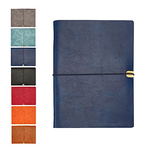 Leder Notizbuch, B5 Leder Notizbuch, 26,8 x 20,5 cm, 200 Seiten, nachfüllbarer Notizblock, Tagebuch, persönlicher Notizblock, Reisetagebuch, Geschenk für Geburtstag, Jahrestag, Frauen (Dunkelblau) von SagaSave