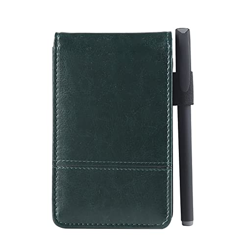 Mini-Notizbuch mit Taschenrechner, Leder-Tagebuch, Arbeiten, kleines Notizblock, multifunktional, A7, weicher Einband, schwarzes Notizbuch für Büroarbeit (grün) von SagaSave