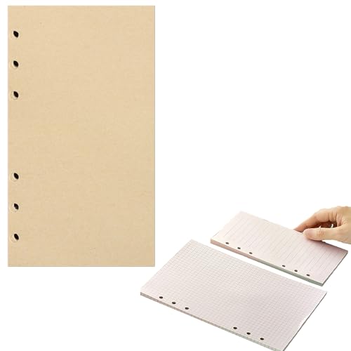 Nachfüllpapier A6, 800 Seiten/400 Blatt, 6 gestanzte Löcher, liniertes Papier, Terminplaner-Einsätze, Nachfüllungen für Notizen, Meetings, Reiseaufzeichnungen (blank Kraftpapier) von SagaSave
