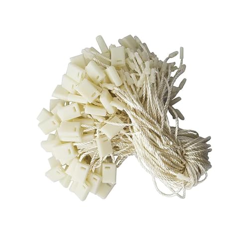 Nylonschnur für Hängeetiketten, 200 Stück, Einwegartikel, schwarz, mit Schnappverschluss, für Kleidung, Markenschild, Preis (beige) von SagaSave