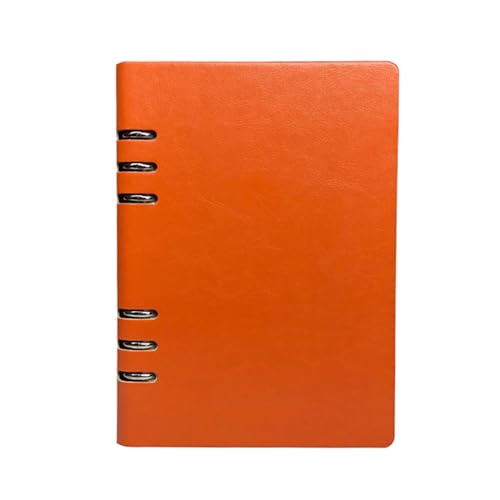 Orange, A5 Größe (17x23cm/6.6x9inch) Leder Ringbuch Notizbuch nachfüllbar Edelstahl Cut-Out Notizblock, 100 Seiten wasserdicht Easy-Open Schalter von SagaSave