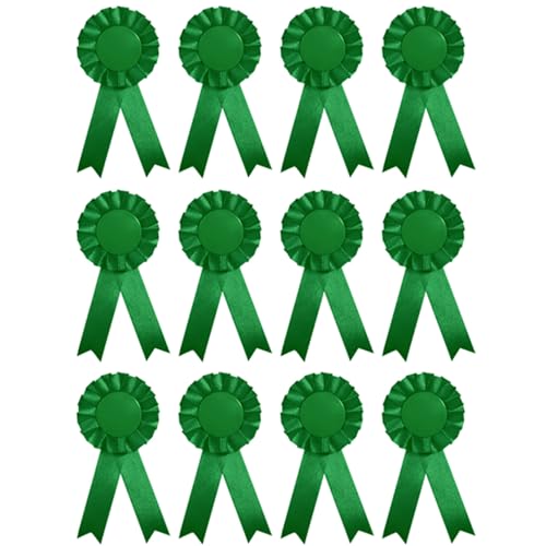 SagaSave Blanko Rosetten für Gewinner Rosettenband, Grün Rosettes Medaillen Bänder für Sportveranstaltungen Talentshows Wettbewerb (12er Pack) von SagaSave