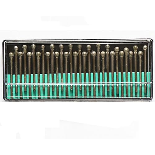 Schleifnadelkopf, 30 Stück, Körnung 150, Diamant-Frässtift-Set, für Schnitzen, Gravieren, Bohren, Schleifwerkzeuge (Kugel 4 mm, Schaft 3 mm) von SagaSave