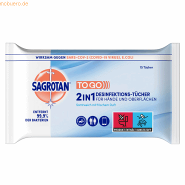 Sagrotan Desinfektions-Tücher 3025706 15 Stück von Sagrotan