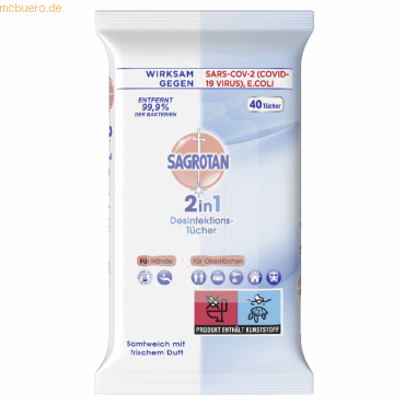 Sagrotan Desinfektionstuch 2in1 3058240 40Stück von Sagrotan