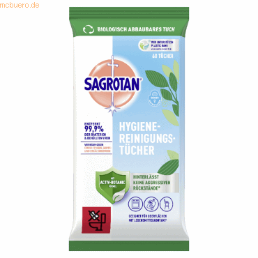 Sagrotan Hygiene-Reinigungstuch 3250406 60 Stück Sagrotan Hygiene-Reinigungstuch 3250406 60 Stück von Sagrotan