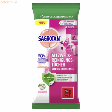 Sagrotan Reinigungstuch 3256955 Blütenfrisch/Grüner Apfel 60 Stück von Sagrotan