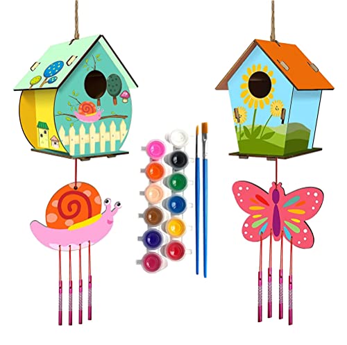 DIY Vogelhaus Bausatz Kinder, Holz Vogelhaus Machen Set Kinder Vogelhaus Holz zum Bemalen Basteln Kinder Geschenke Alter 3 4 5 6+ Jahre alt Jungen Mädchen von Sahgsa