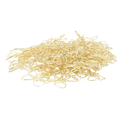 Sahgsa 100 Stück Niedliche Büroklammern, Rutschfest, Bogenförmig, Rostfrei, Farbecht, Metall-Büroklammern, Planklammern, Schule (Golden) von Sahgsa