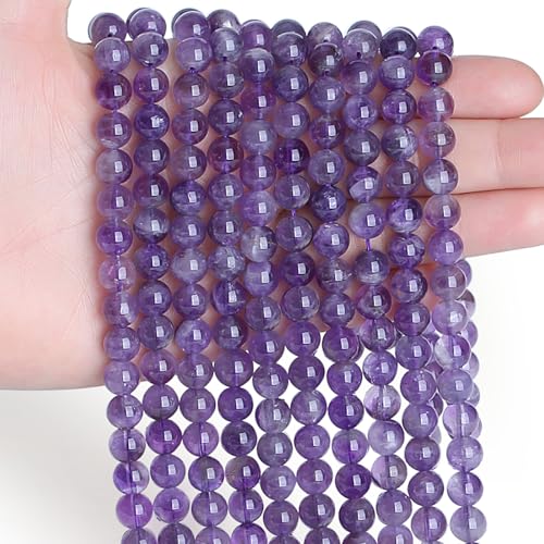 Sahoottie 100 Stück Amethyst Edelsteine Perlen Set Kristall Perlen zum Lila Kristall Perlen für Armbänder Selber Machen Ketten DIY Schmuckherstellung Basteln 6mm von Sahoottie