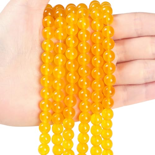 Sahoottie 100 Stück Gelber Achat Edelsteine Perlen Set Kristall Perlen zum Basteln Gelbe Kristall Perlen für Armbänder Selber Machen Ketten DIY Schmuckherstellung Basteln 6mm von Sahoottie