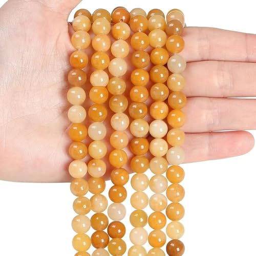 Sahoottie 100 Stück Gelber Aventurin Kristalle Perlen zum Auffädeln Gelbe Edelsteine Perlen Set Naturstein Perlen für Armbänder Ketten DIY Schmuckherstellung Basteln 6mm von Sahoottie