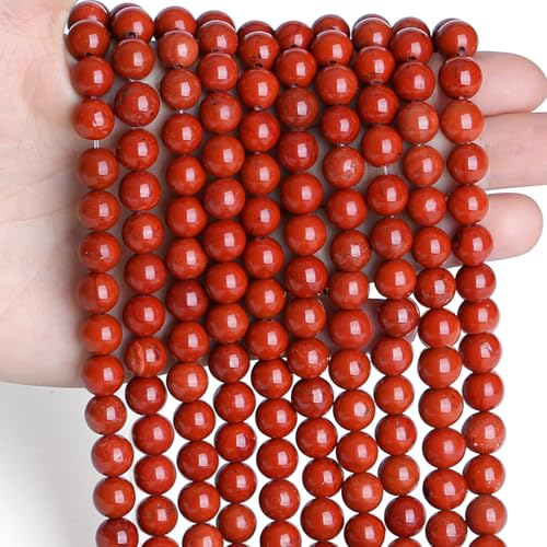 Sahoottie 100 Stück Roter Jaspis Kristall Perlen zum Auffädeln Edelsteine Armband Perlen Set Naturstein Rot Perlen für Armbänder Selber Machen Basteln Ketten DIY Schmuckherstellung 6mm von Sahoottie