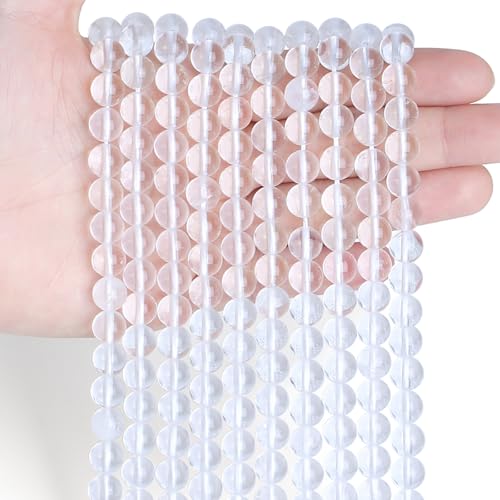 Sahoottie 100 Stück Weiß Bergkristall Kristalle Perlen zum Auffädeln Edelsteine Perlen Set Naturstein Perlen für Armbänder Ketten DIY Schmuckherstellung Basteln 6mm von Sahoottie