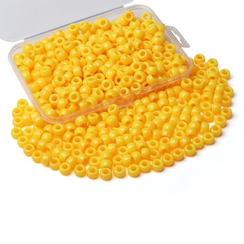 Sahoottie Orange Pony Beads 9mm Orange Perlen Großes Loch Kandi Beads Haarperlen für Zöpfe Pony Perlen zum Auffädeln Perlen für Armbänder Halskette Basteln 500 Stück von Sahoottie